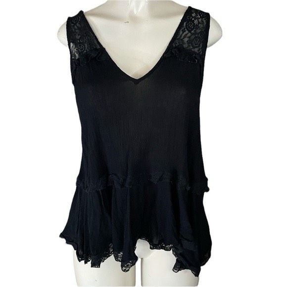 ✨Free People Lace Trapeze Black Sz Small Top✨ - Picture 3 of 8